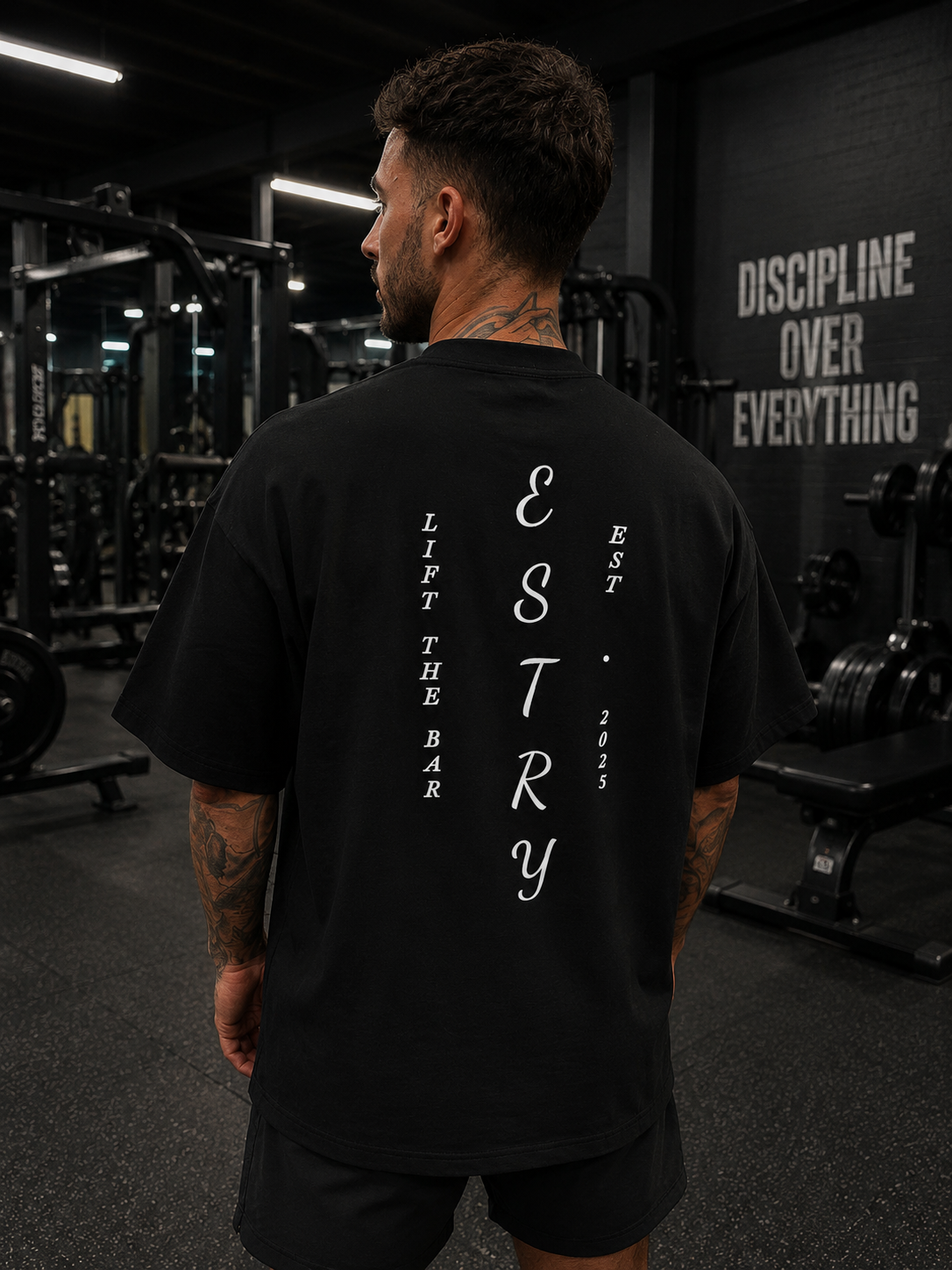 ESTRY STRENGTH THROUGH STRUGGLE TEE — BLACK 001